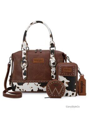Wrangler 3Pc Doctor Bag Set Top-Handle Satchel Cell Phone Bag Coin Purse